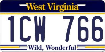 WV license plate 1CW766