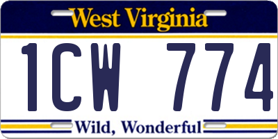 WV license plate 1CW774