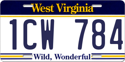 WV license plate 1CW784