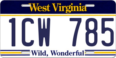 WV license plate 1CW785