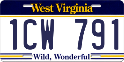 WV license plate 1CW791