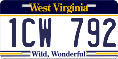 WV license plate 1CW792