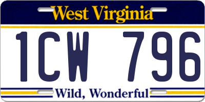 WV license plate 1CW796