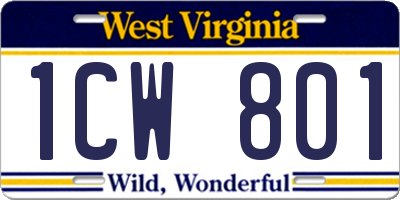 WV license plate 1CW801