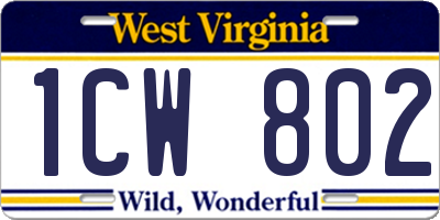 WV license plate 1CW802