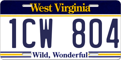 WV license plate 1CW804