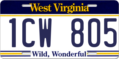 WV license plate 1CW805