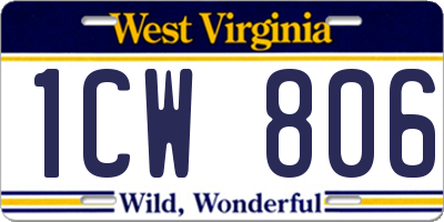 WV license plate 1CW806