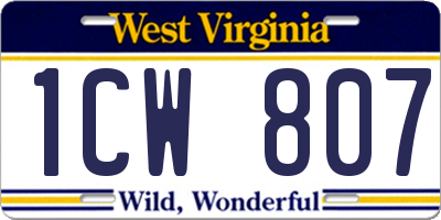 WV license plate 1CW807