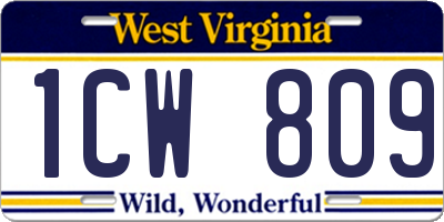 WV license plate 1CW809