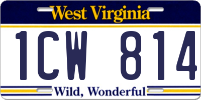 WV license plate 1CW814