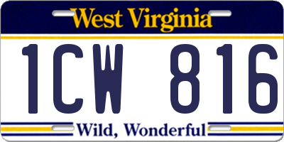 WV license plate 1CW816