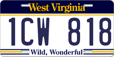 WV license plate 1CW818