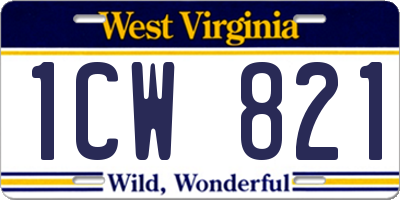 WV license plate 1CW821