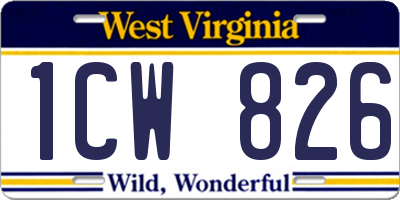 WV license plate 1CW826