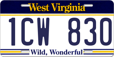 WV license plate 1CW830