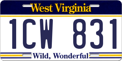 WV license plate 1CW831
