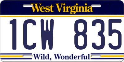 WV license plate 1CW835