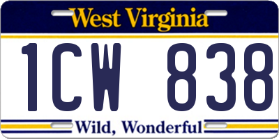 WV license plate 1CW838