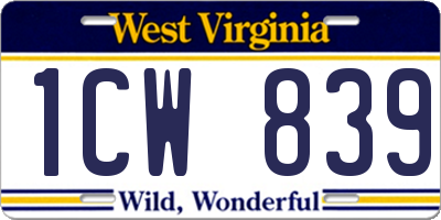 WV license plate 1CW839