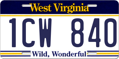WV license plate 1CW840