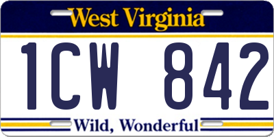 WV license plate 1CW842