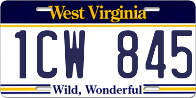 WV license plate 1CW845