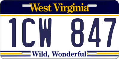 WV license plate 1CW847