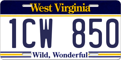 WV license plate 1CW850