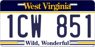 WV license plate 1CW851