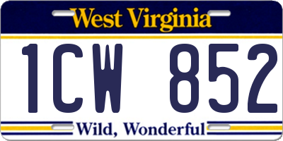WV license plate 1CW852