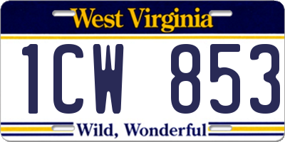 WV license plate 1CW853