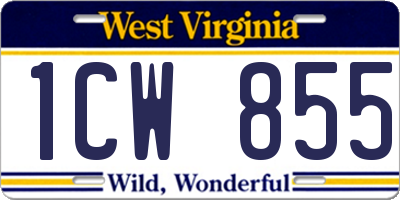 WV license plate 1CW855