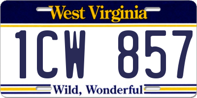 WV license plate 1CW857