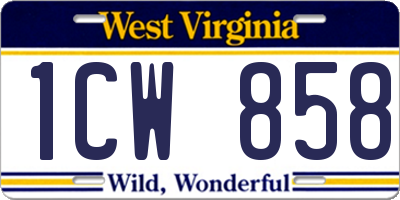 WV license plate 1CW858