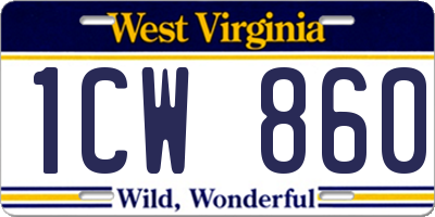 WV license plate 1CW860