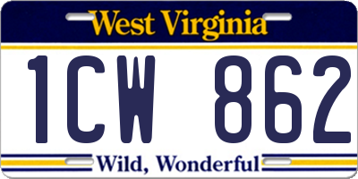 WV license plate 1CW862