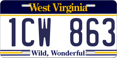 WV license plate 1CW863