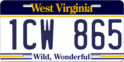 WV license plate 1CW865