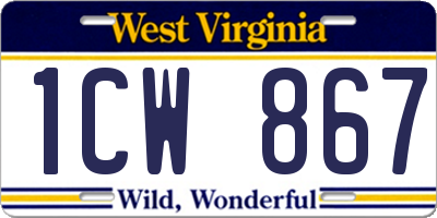 WV license plate 1CW867
