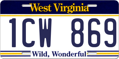 WV license plate 1CW869