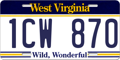 WV license plate 1CW870