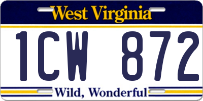 WV license plate 1CW872