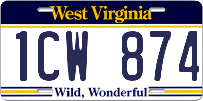 WV license plate 1CW874