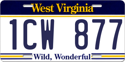 WV license plate 1CW877