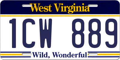 WV license plate 1CW889