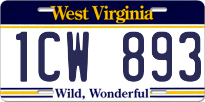 WV license plate 1CW893