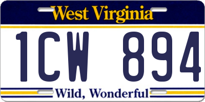 WV license plate 1CW894
