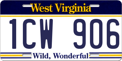 WV license plate 1CW906