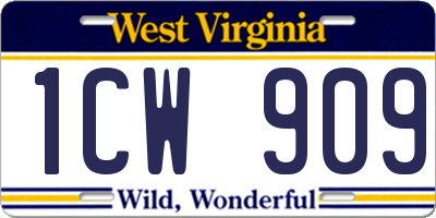 WV license plate 1CW909